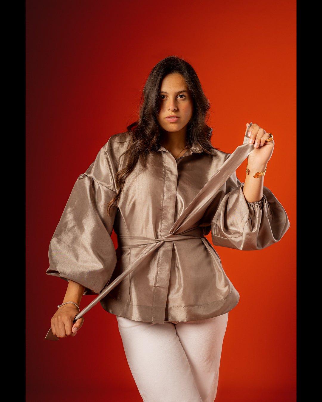 Belted Taffeta Blouse - Siestudioegypt