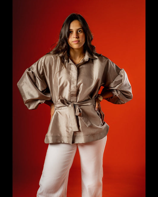 Belted Taffeta Blouse - Siestudioegypt