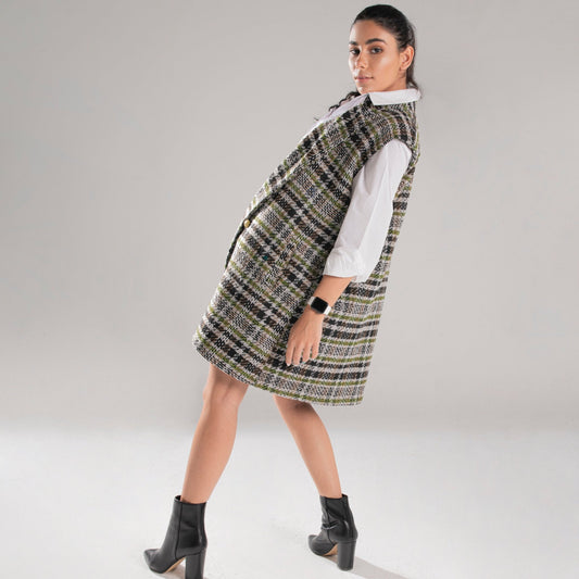 GREEN CHECKED TWEED WAISTCOAT - Siestudioegypt