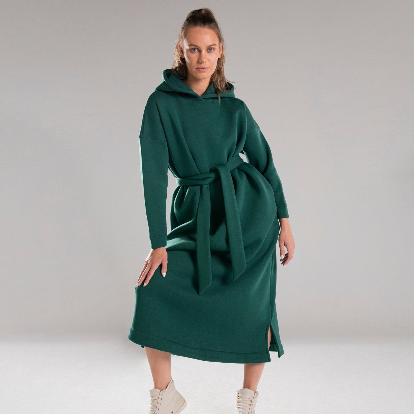 HOODIE DRESS WITH BELT - Siestudioegypt
