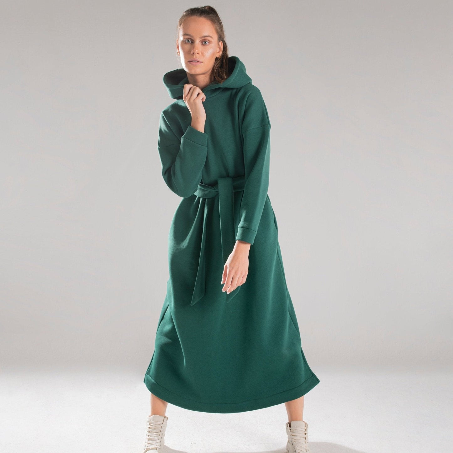 HOODIE DRESS WITH BELT - Siestudioegypt