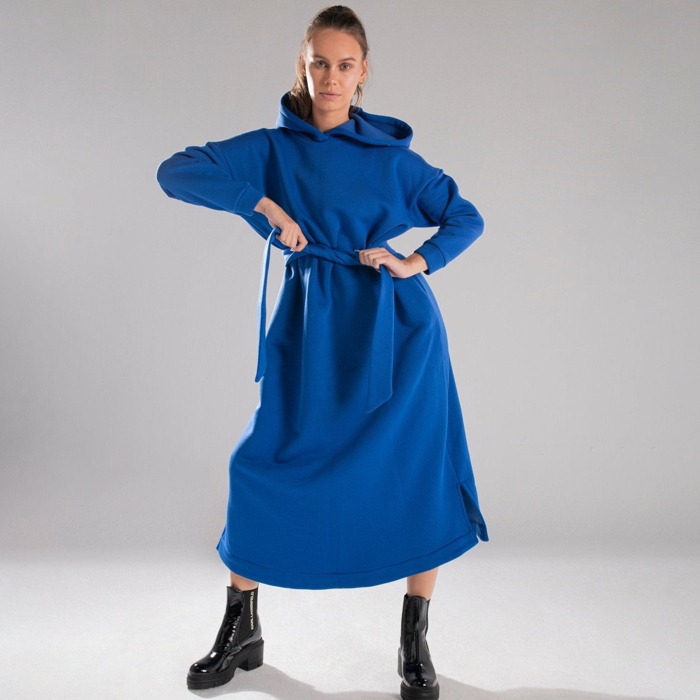 HOODIE DRESS WITH BELT - Siestudioegypt