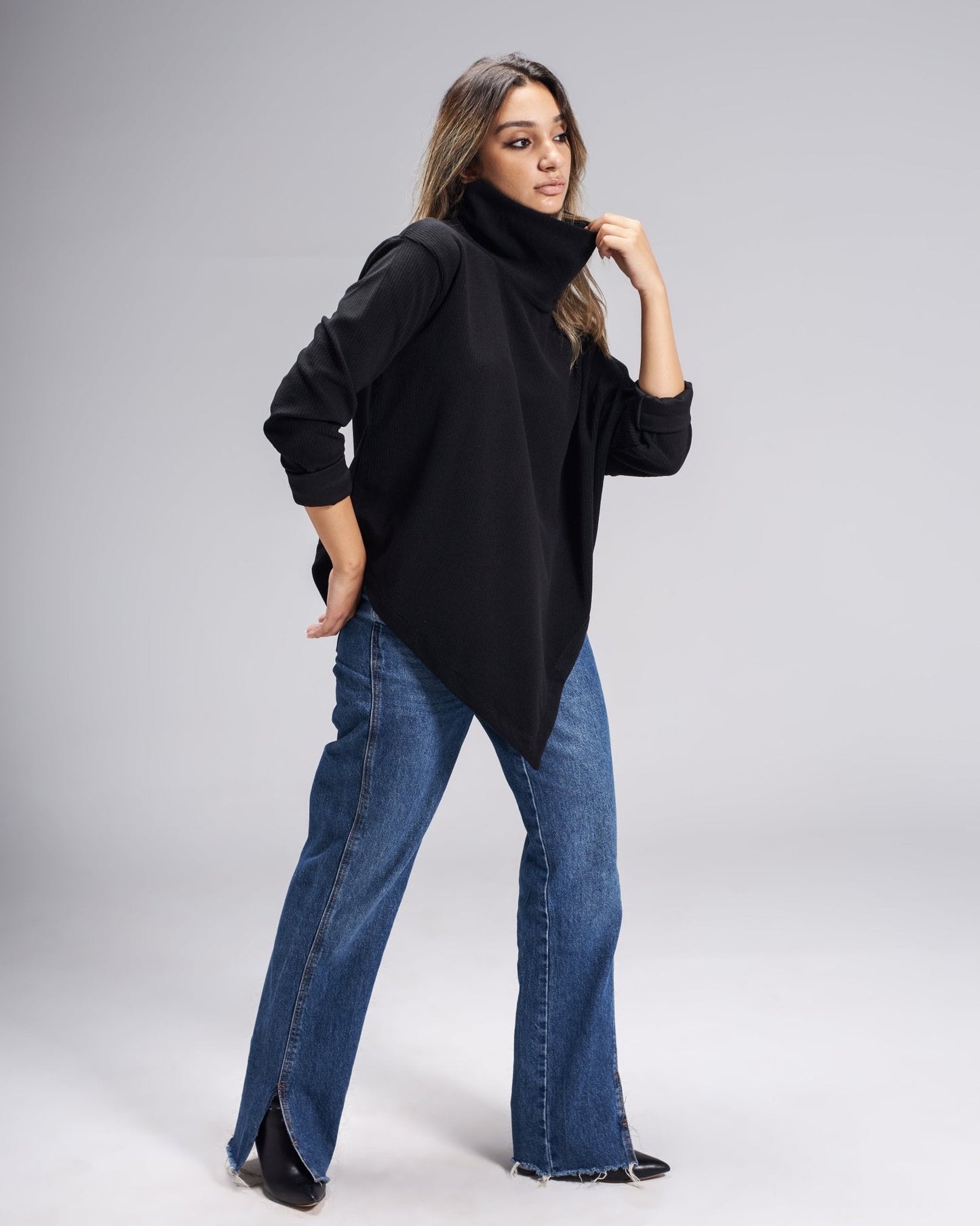ASYMMETRIC HIGH COLLAR TOP - Siestudioegypt