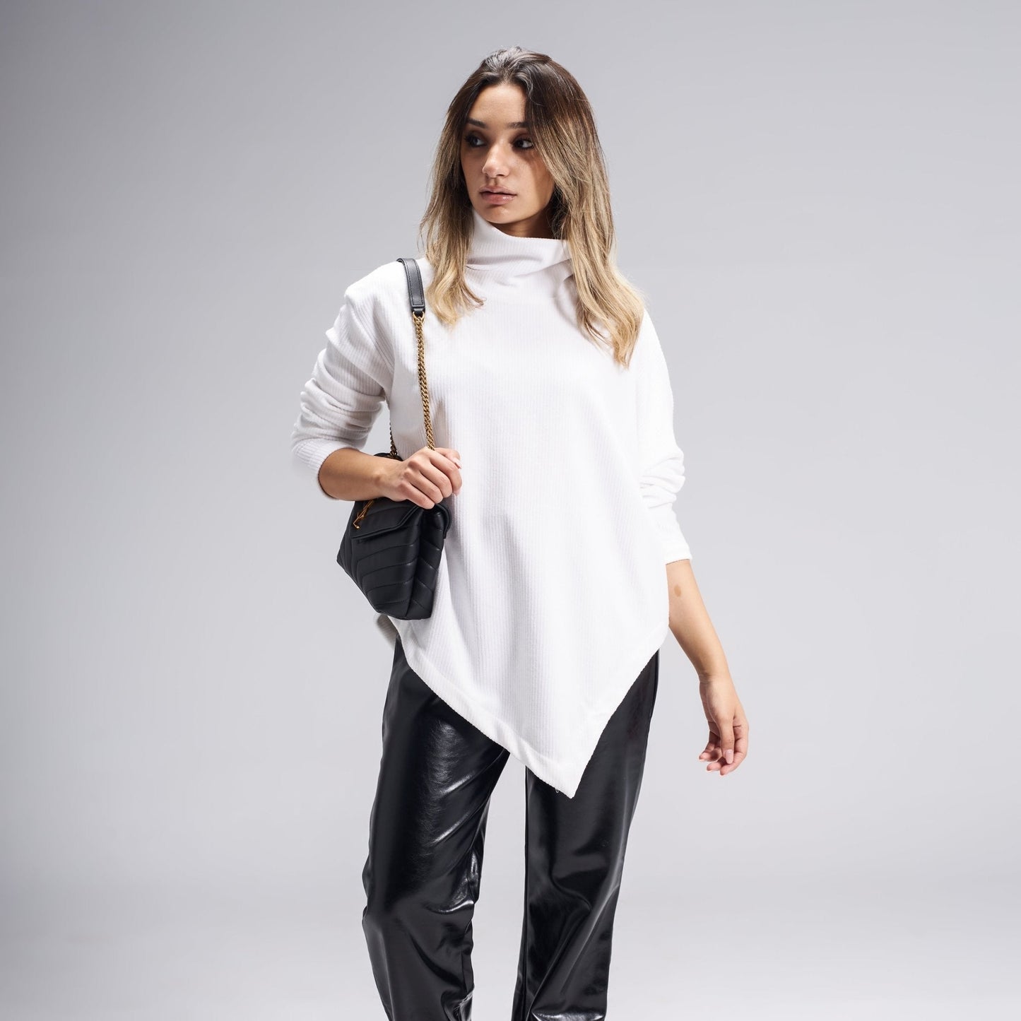 ASYMMETRIC HIGH COLLAR TOP - Siestudioegypt