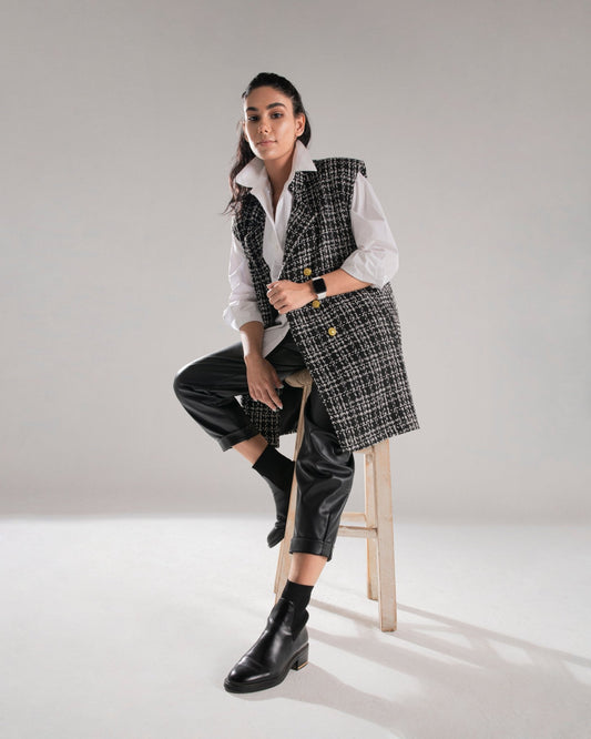 BLACK TWEED WAITCOAT - Siestudioegypt