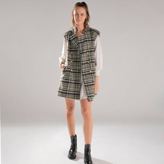 GREEN CHECKED TWEED WAISTCOAT - Siestudioegypt